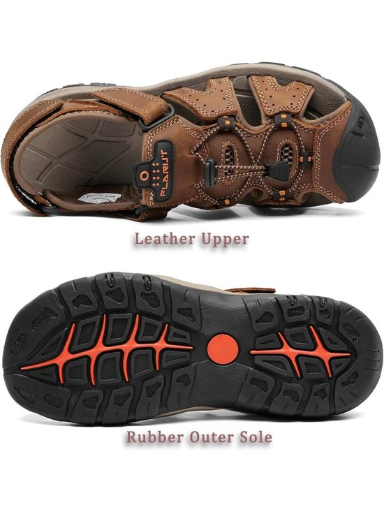 Mens Brown Closed Toe Leather Athletic Outdoor Hiking Sport Casual Sandal Shoes main image 4